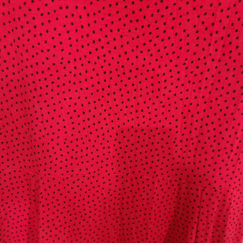 Tommy Hilfiger Red Polka Dot Jersey Dress XL Short Sleeve J2DDR611 A-Line Midi